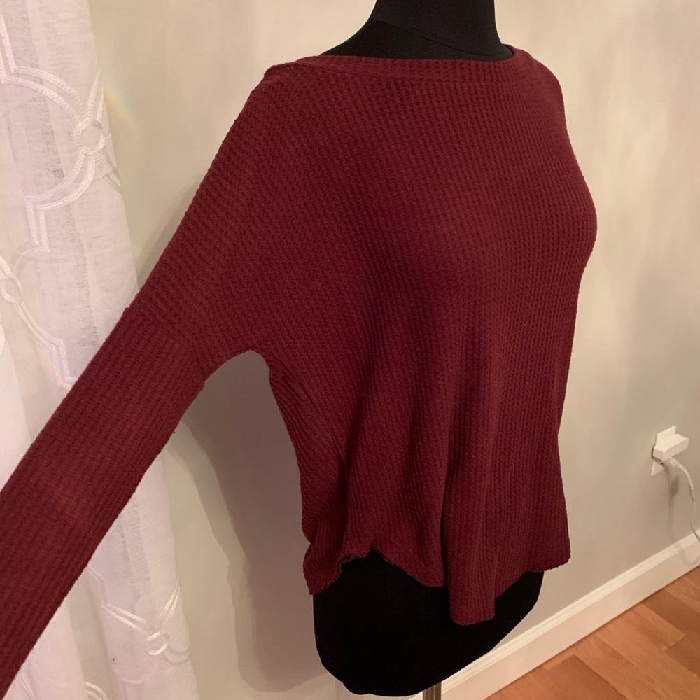 Maroon Waffle Knit Long sleeve